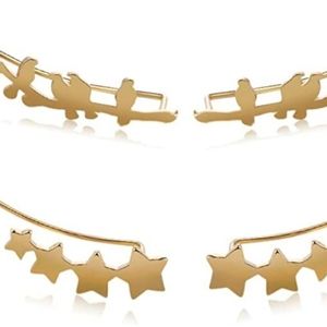 Set of gold earring cuffs